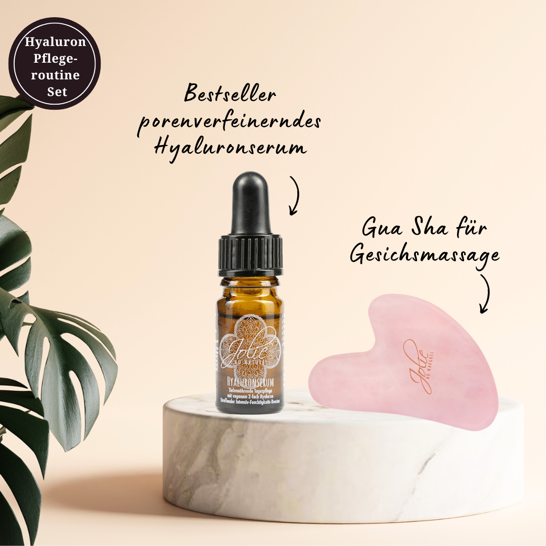 Gua Sha Hyaluron Lifting Set| Gua Sha Rosenquarz + Hyaluron Serum | vegan | Bestseller