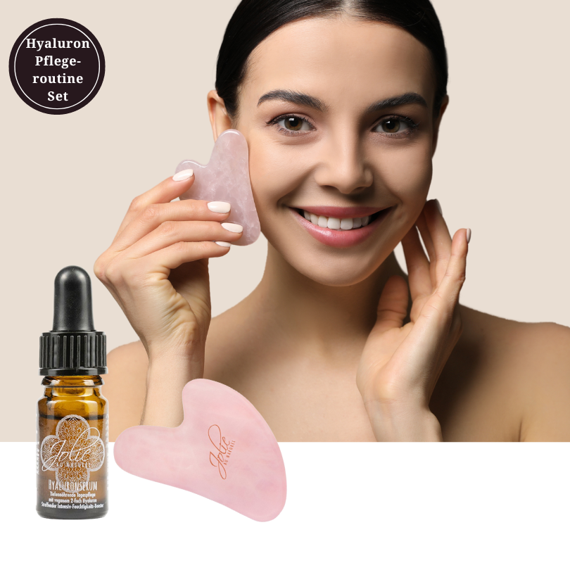 Gua Sha Hyaluron Lifting Set| Gua Sha Rosenquarz + Hyaluron Serum | vegan | Bestseller