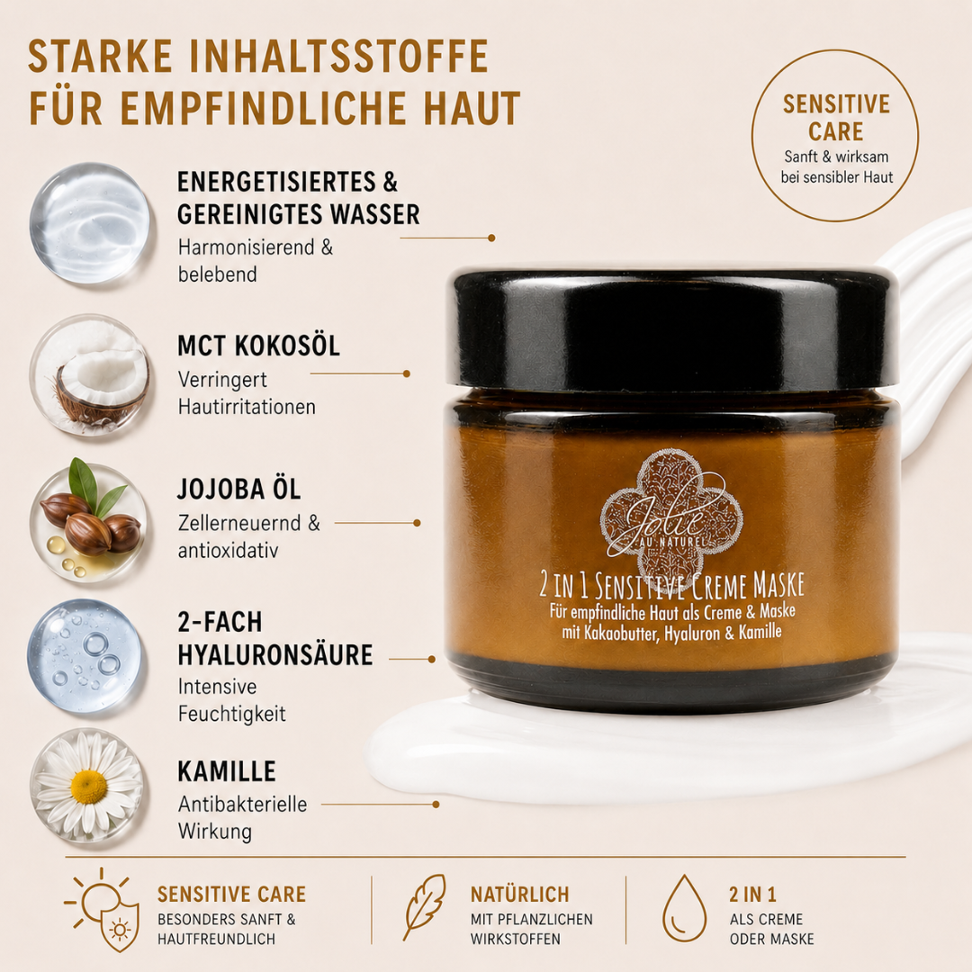 2 in 1 sensitive Creme & Gesichtsmaske für gepflegte Haut Bio-Pflege