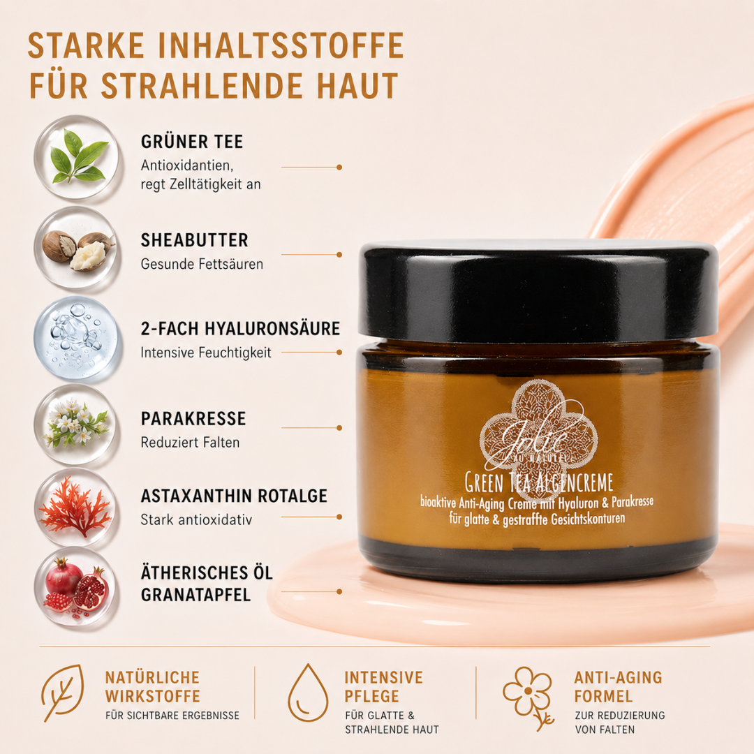 Green Tea Algencreme für straffere Haut – Anti-Aging Pflege