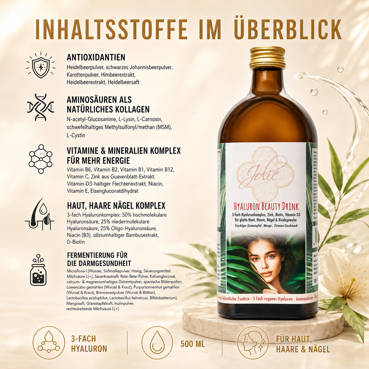 Hyaluron Drink für strahlende Haut – mit Hyaluron-Komplex