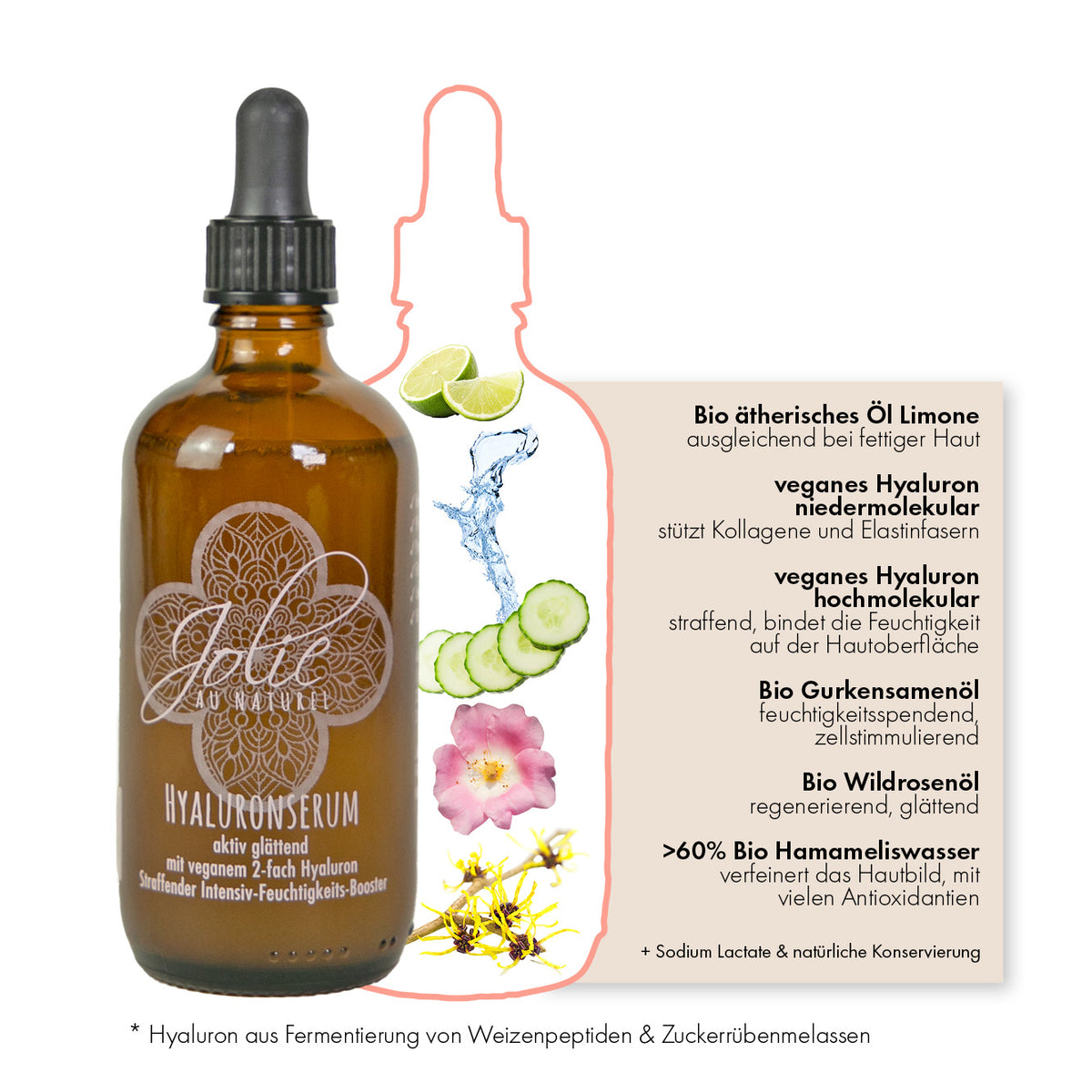 Hyaluronserum XXL glättet Fältchen I Vitamin C I natürliches Retinol I 100ml - Jolie au naturel: Nachhaltige Naturkosmetik