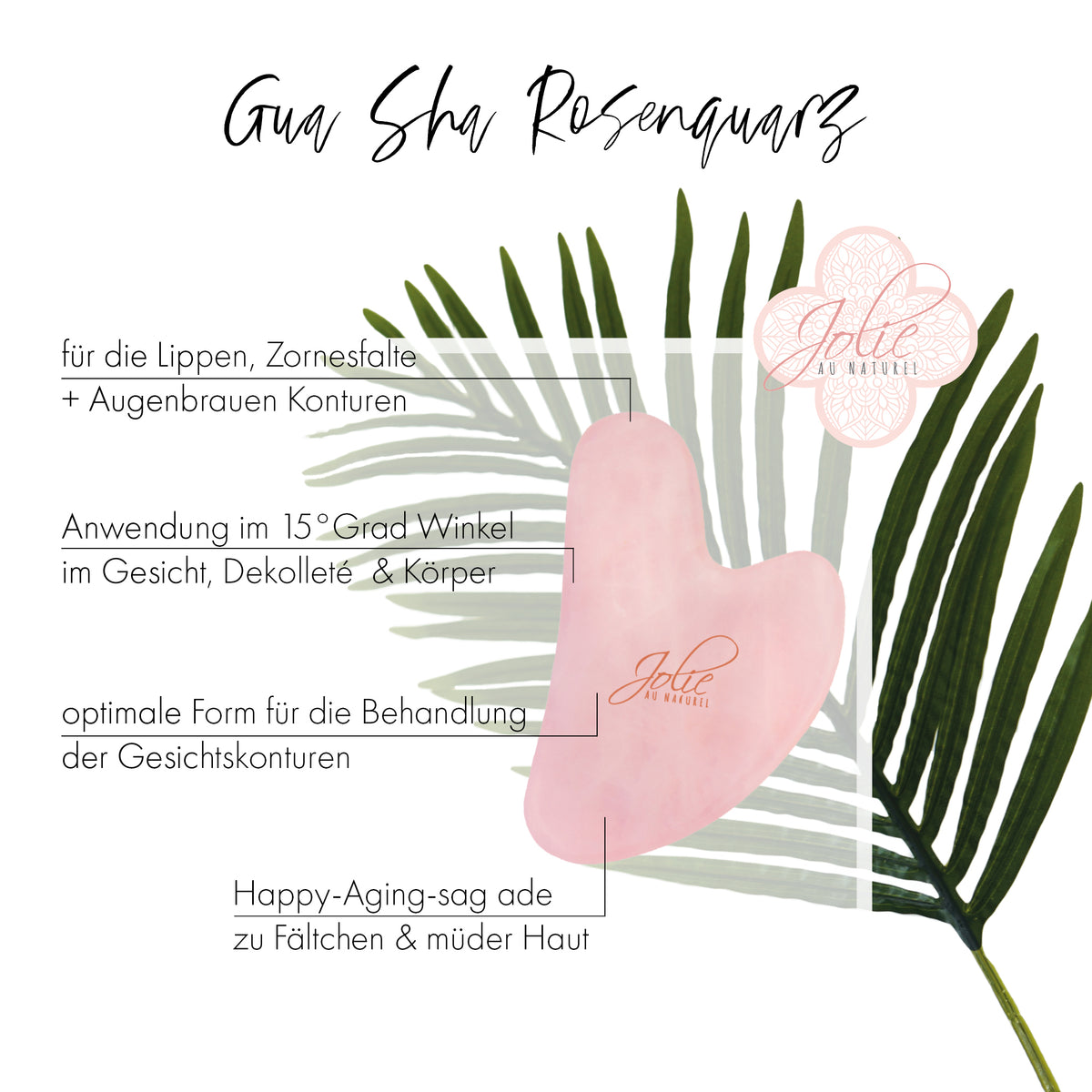 Gua Sha Stein Rosenquarz I Gesichtsmassage I Anti Aging I Gesichtsyoga - Jolie au naturel: Nachhaltige Naturkosmetik