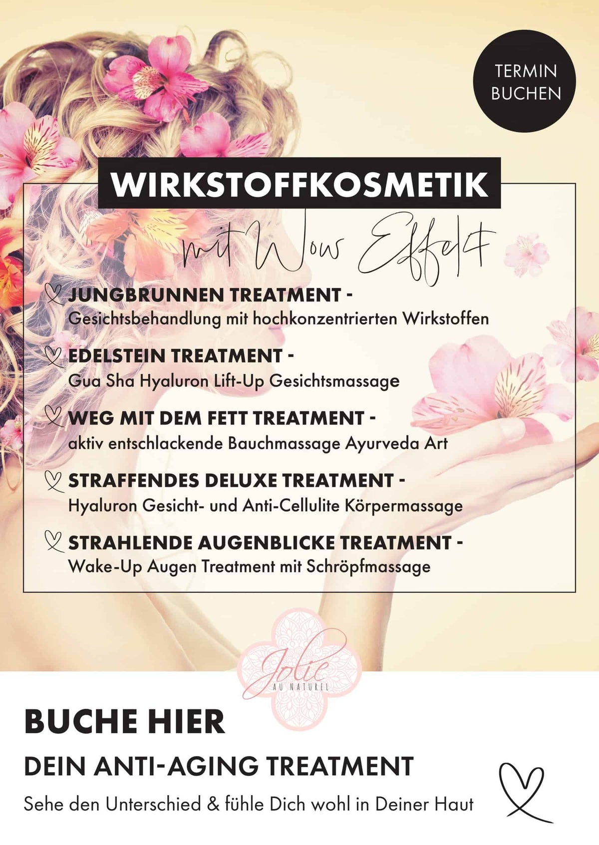 A 1 Poster "Jolie neue Treatments" ausgedruckt - Jolie au naturel: Nachhaltige Naturkosmetik