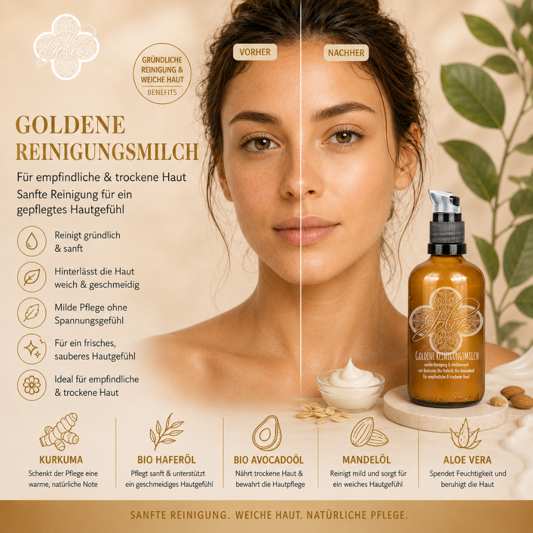 Reinigungsserum Goldene Bio Reinigungsmilch für sanft gereinigte Haut – mit Kurkuma