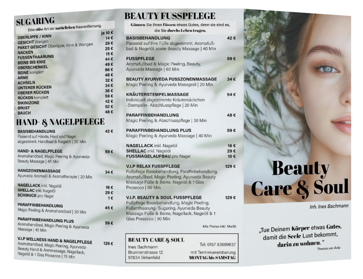 Flyer-Service 6 Seiten - Jolie au naturel: Nachhaltige Naturkosmetik