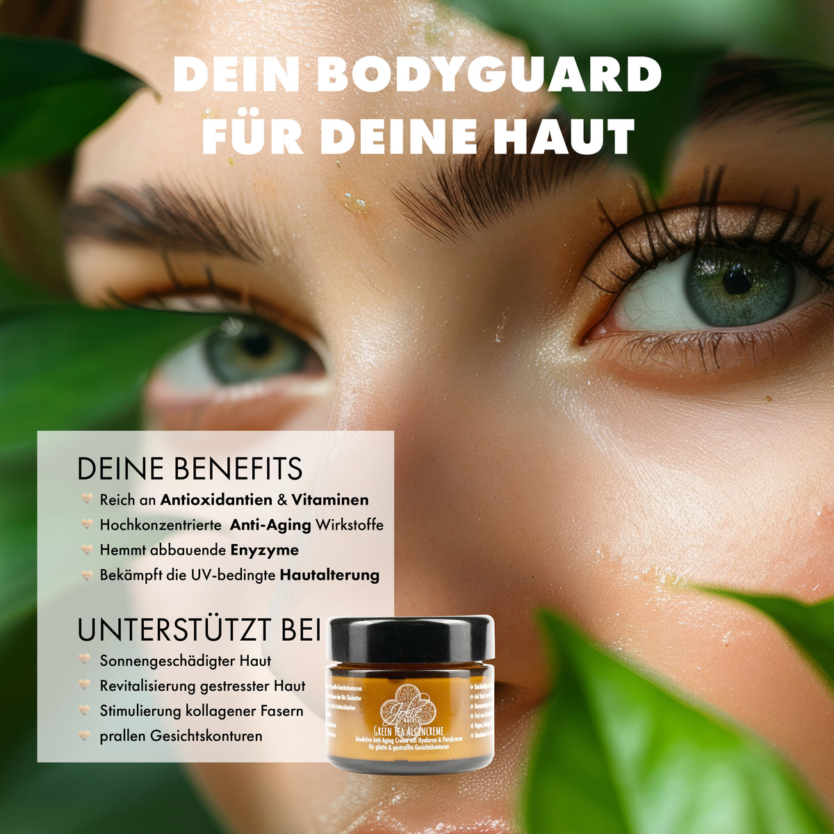 Hyaluron Anti Aging Creme I Algen Creme I Green tea I Parakresse 5ml - Jolie au naturel: Nachhaltige Naturkosmetik