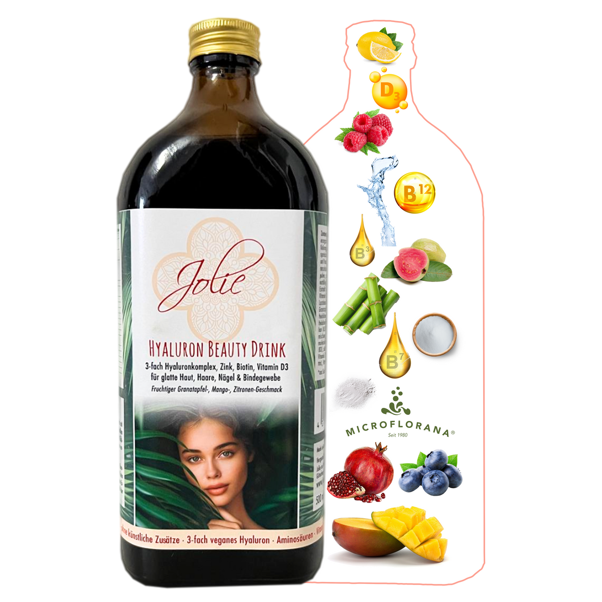 Hyaluron Drink I 3-fach Hyaluron Komplex I Anti-Aging Boost für Haut, Haare & Nägel I Immunsystem I Darmkur - Jolie au naturel: Nachhaltige Naturkosmetik