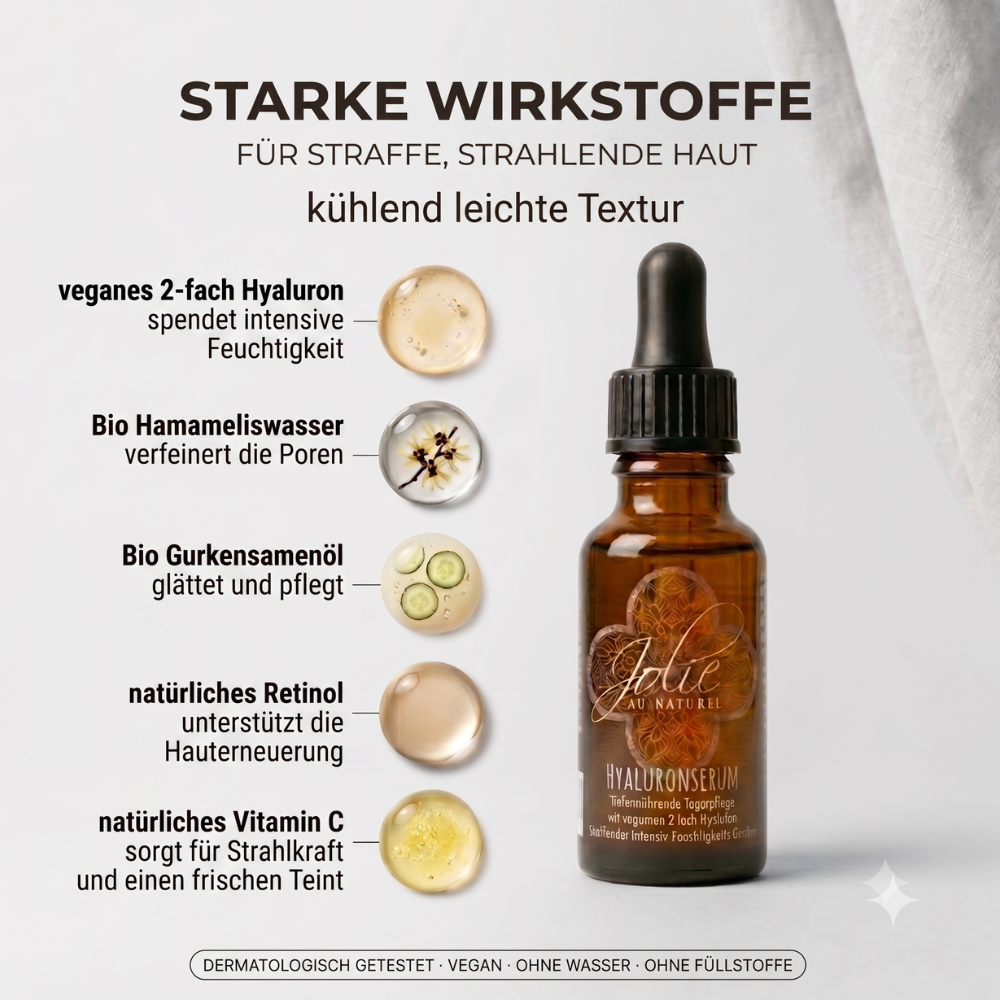 Hyaluronserum vegan mit Retinol & Vitamin C für jeden Hauttyp I straffe Haut 20ml