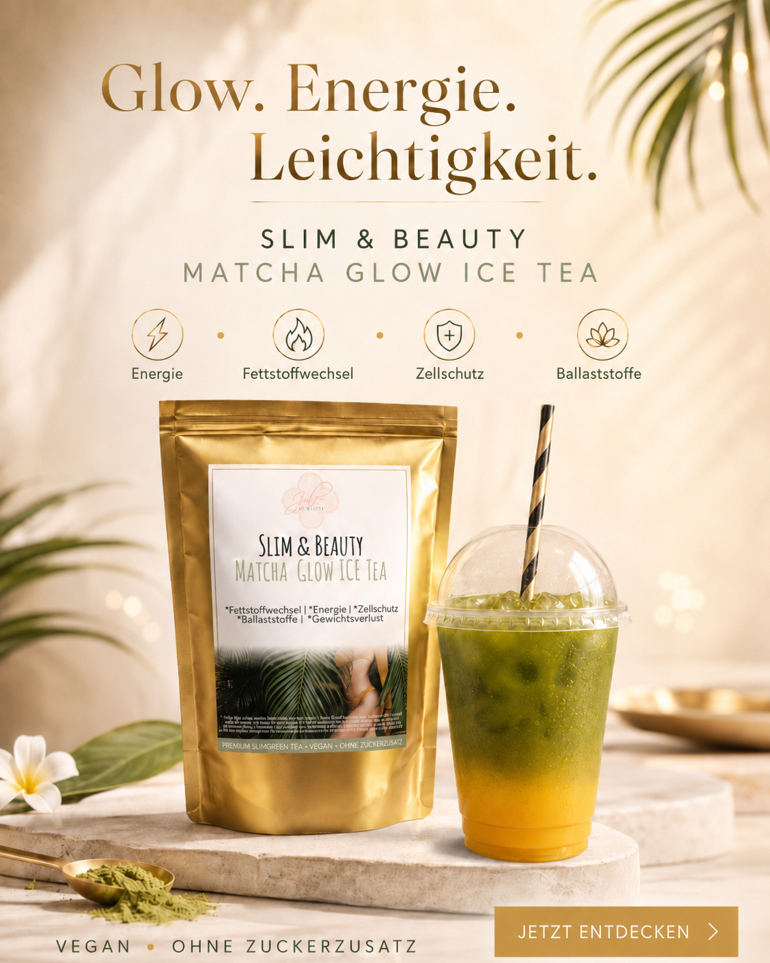 Matcha Slim & Beauty Glow Ice Tea zum abnehmen & Fettstoffwechsel