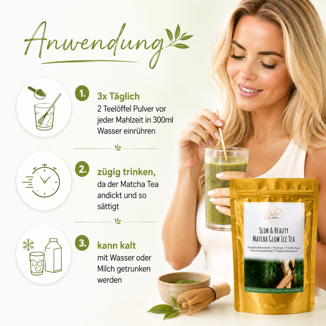 Matcha Slim & Beauty Glow Ice Tea lecker zum Abnehmen 10,6 kcal