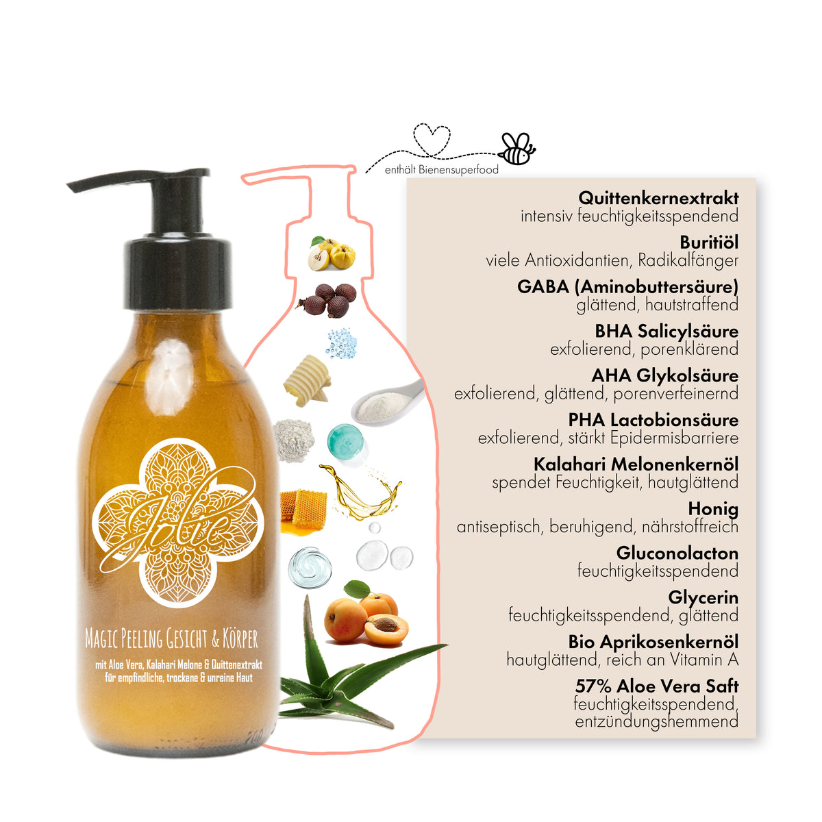 PHA Peeling Körper- und Gesicht I Aloe Vera I Quittenextrakt 250ml