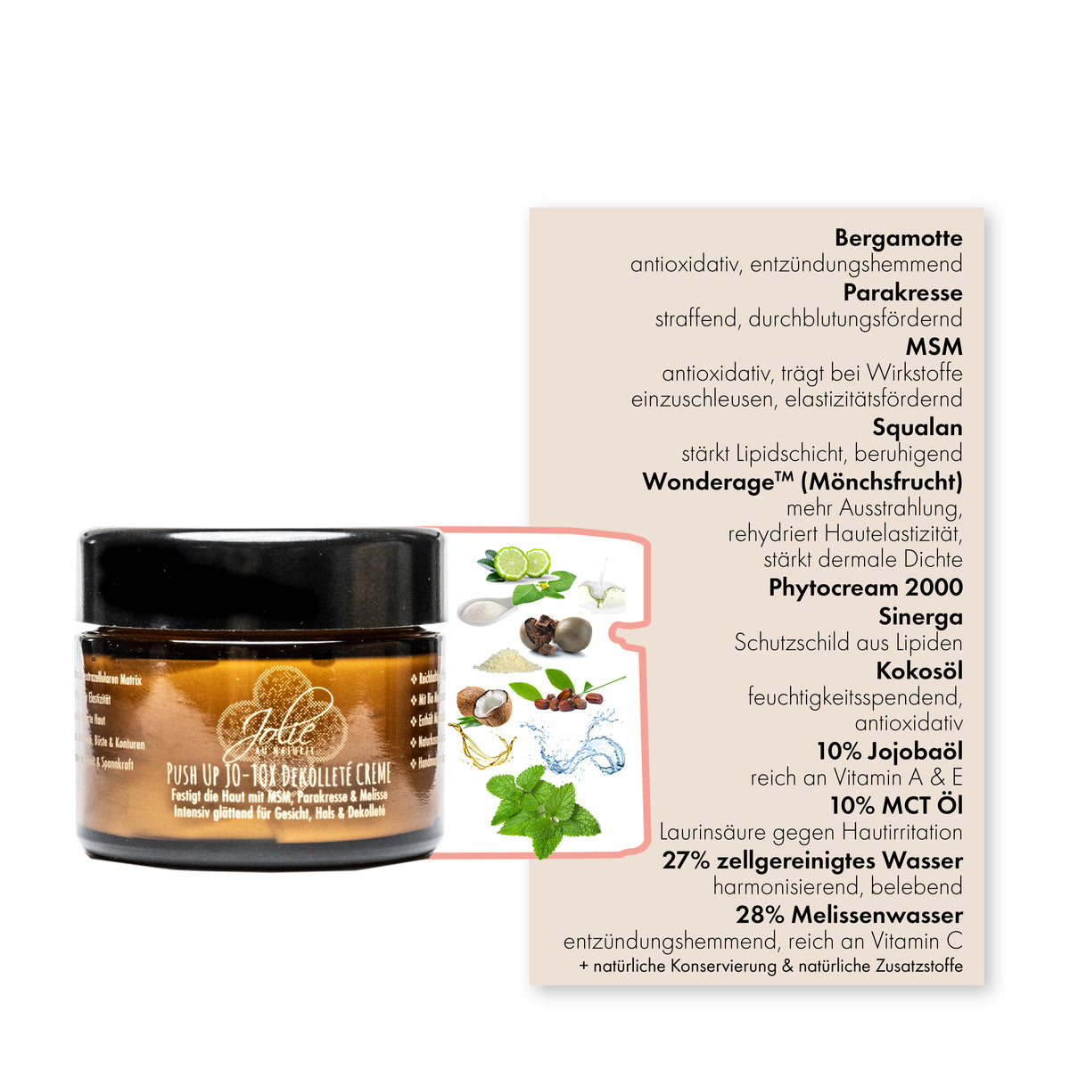 ♡ Straffende Push up Jo-Tox Dekolleté & Gesichtcreme | Wonderage™ | Parakresse 50g - Jolie au naturel: Nachhaltige Naturkosmetik