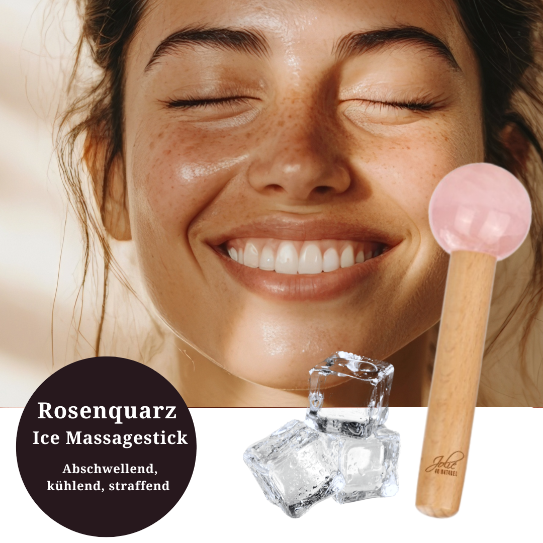 Rosenquarz Ice Massagestick – kühlender Beauty-Stick gegen Augenringe & Schwellungen - Jolie au naturel: Nachhaltige Naturkosmetik