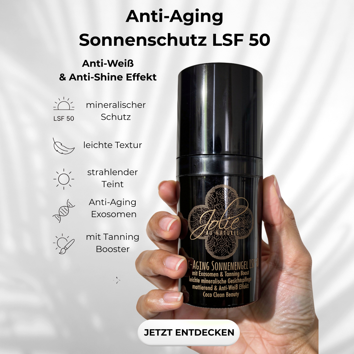 Anti-Aging Tagescreme LSF 50 I Sonnencreme mineralisch I Anti-Weiß I Kokosduft I mattierend