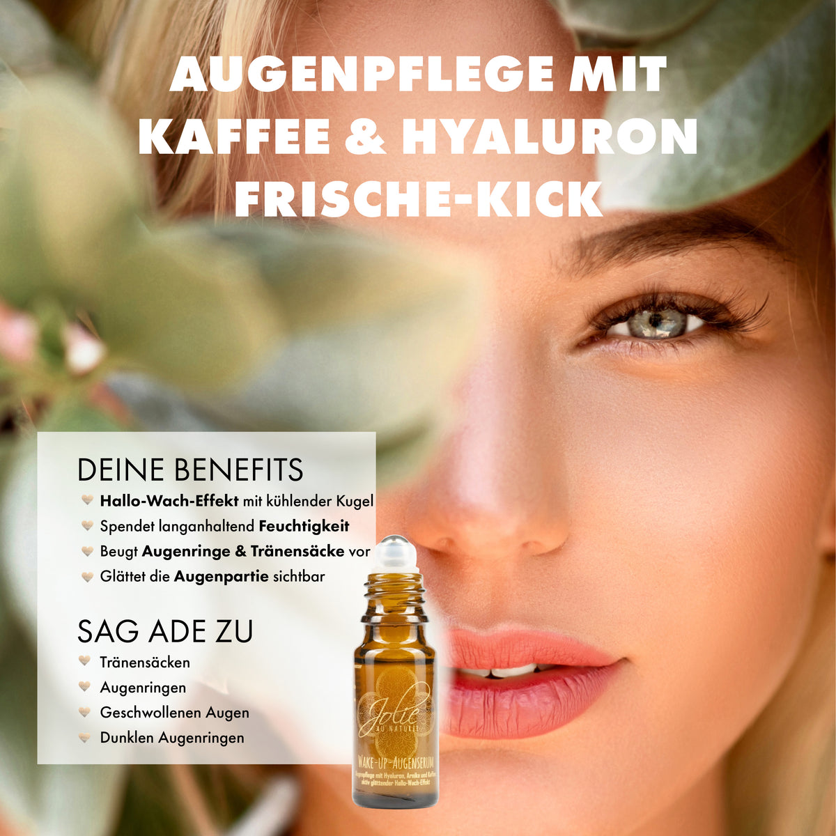 Bio Hyaluron Augenserum I Kaffee I kühlender Roll on I Vitamin C I Arnica 10 ml - Jolie au naturel: Nachhaltige Naturkosmetik