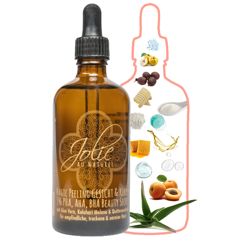 PHA AHA BHA Magic Peeling Gesicht & Körper I Kalahari Melonenkern öl I 100ml - Jolie au naturel: Nachhaltige Naturkosmetik