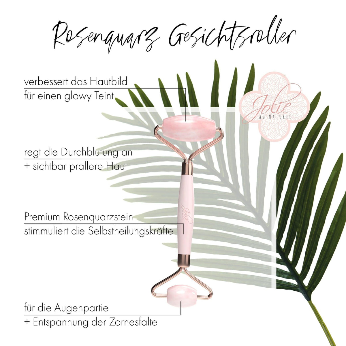 Rosenquarz Roller Beautymassage Gesichtsroller I Premium Qualität - Jolie au naturel: Nachhaltige Naturkosmetik
